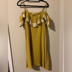 Mittoshop Mustard Off-Shoulder Dress